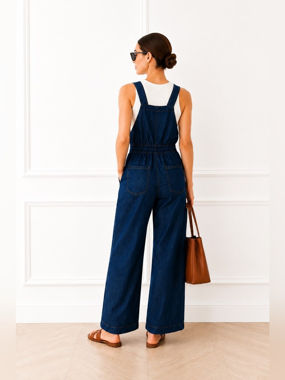 Lulus | 100% Cotton Denim Overalls | Wide Leg | Drawstring Waist | Size: Medium - Picture 2 of 6